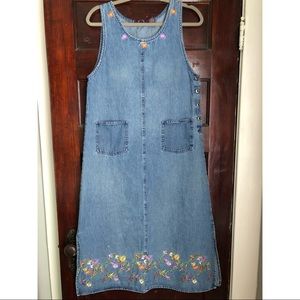 Vintage Denim Embroidered Maxi Dress